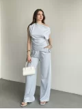 Modal Pileli Omuz Detay Takım