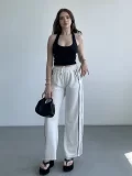 Şeritli Wide Leg Eşofman