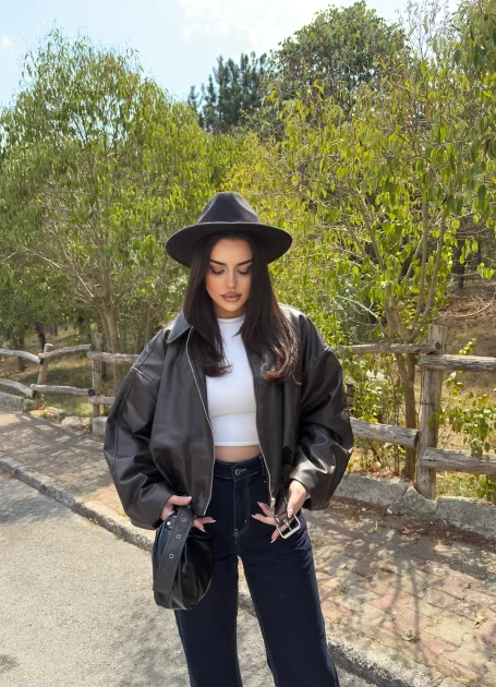 Kemerli Oversize Deri Ceket