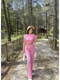 Gofre Basic Pantolon Crop Takım