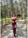 Straplez Gofre Pantolon Takım