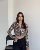 Fermuarlı Leopar Crop