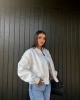 Kaşe Crop Astarlı Bomber Ceket