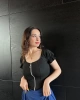 Kolu Büzgülü Fermuarlı Crop