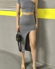Omuz Dekolteli Crop Takım