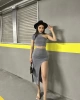 Omuz Dekolteli Crop Takım