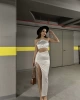 Örme Saten Yırtmaçlı Takım