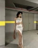 Örme Saten Yırtmaçlı Takım