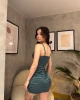 Saten Büzgülü Elbise