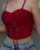 Saten Larissa Bağlamalı Crop