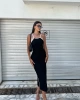 Şerit Yırtmaçlı Elbise