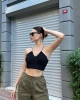 Siyah Sırt Bağlamalı Crop