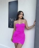 Straplez Büzgülü Elbise