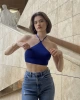 Triko Boyun Bağlamalı Crop