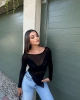 Tül Çapraz Kesim Crop
