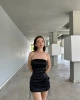 Yanı Bağlamalı Straplez Elbise