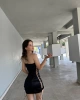 Yanı Bağlamalı Straplez Elbise