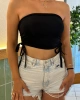 Yanı Büzgülü Straplez Crop