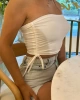 Yanı Büzgülü Straplez Crop