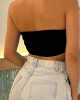 Yanı Büzgülü Straplez Crop