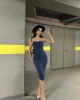 Yanı Büzgülü Uzun Elbise