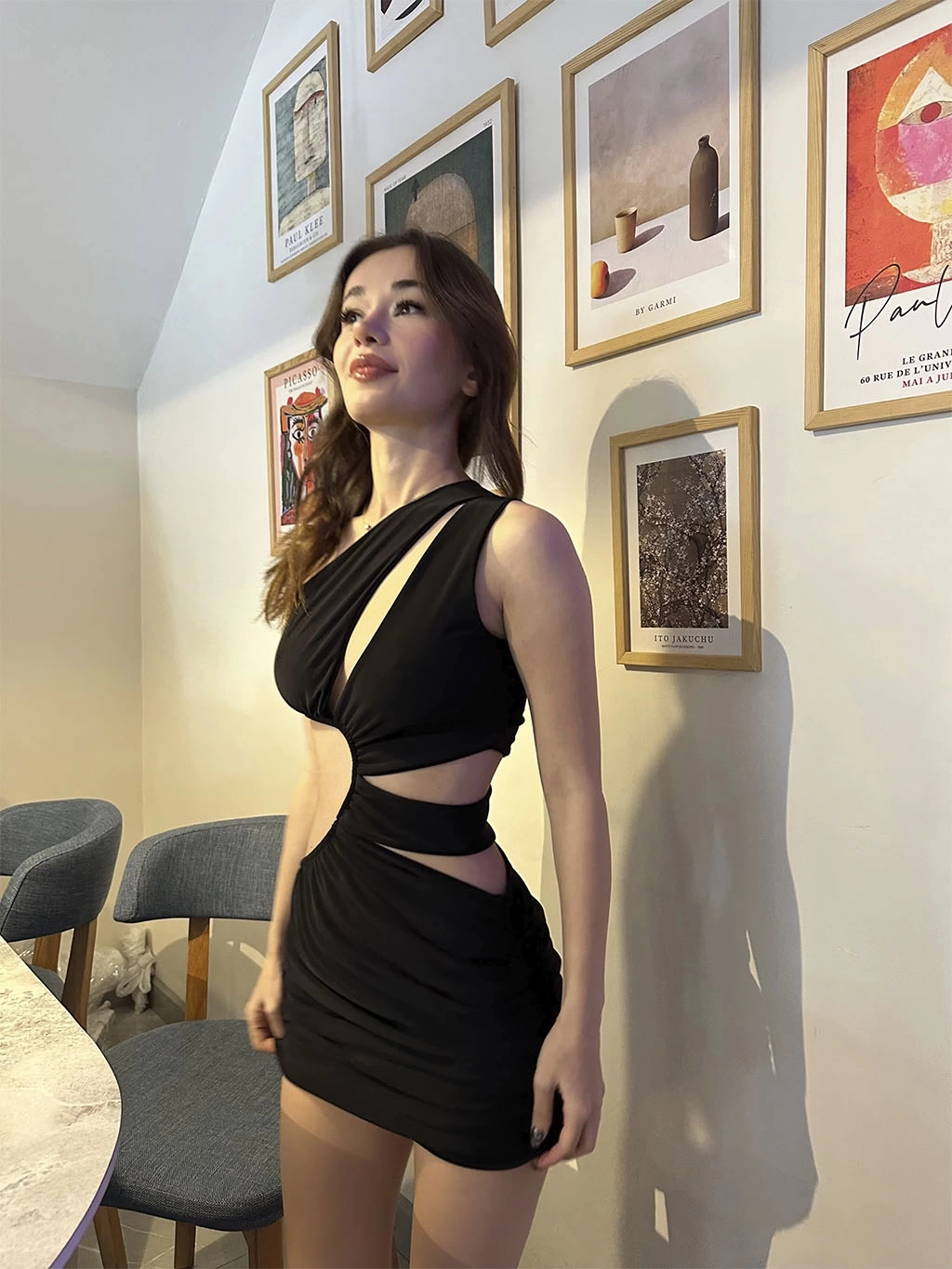 Sandy Çapraz Dekolteli Elbise