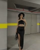 Örme Saten Yırtmaçlı Takım