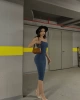 Yanı Büzgülü Uzun Elbise