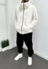 Beyaz Oversize Boğazlı Peluş Hırka