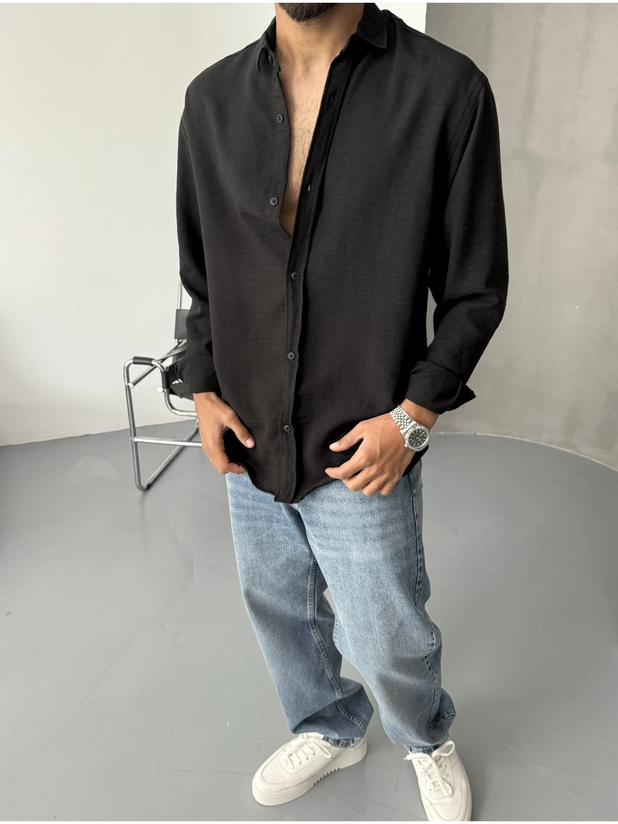 Siyah Premium Oversize Gömlek