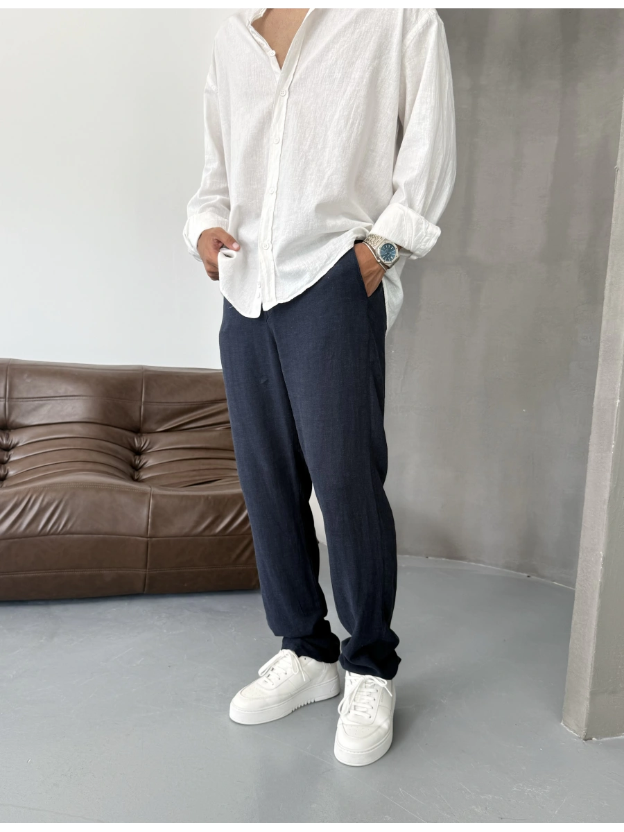 Lacivert Viskon Keten Baggy