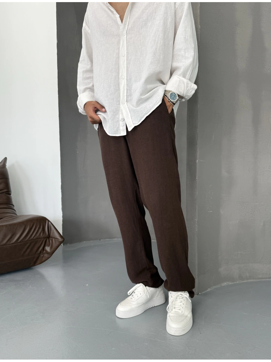 Kahve Viskon Keten Baggy