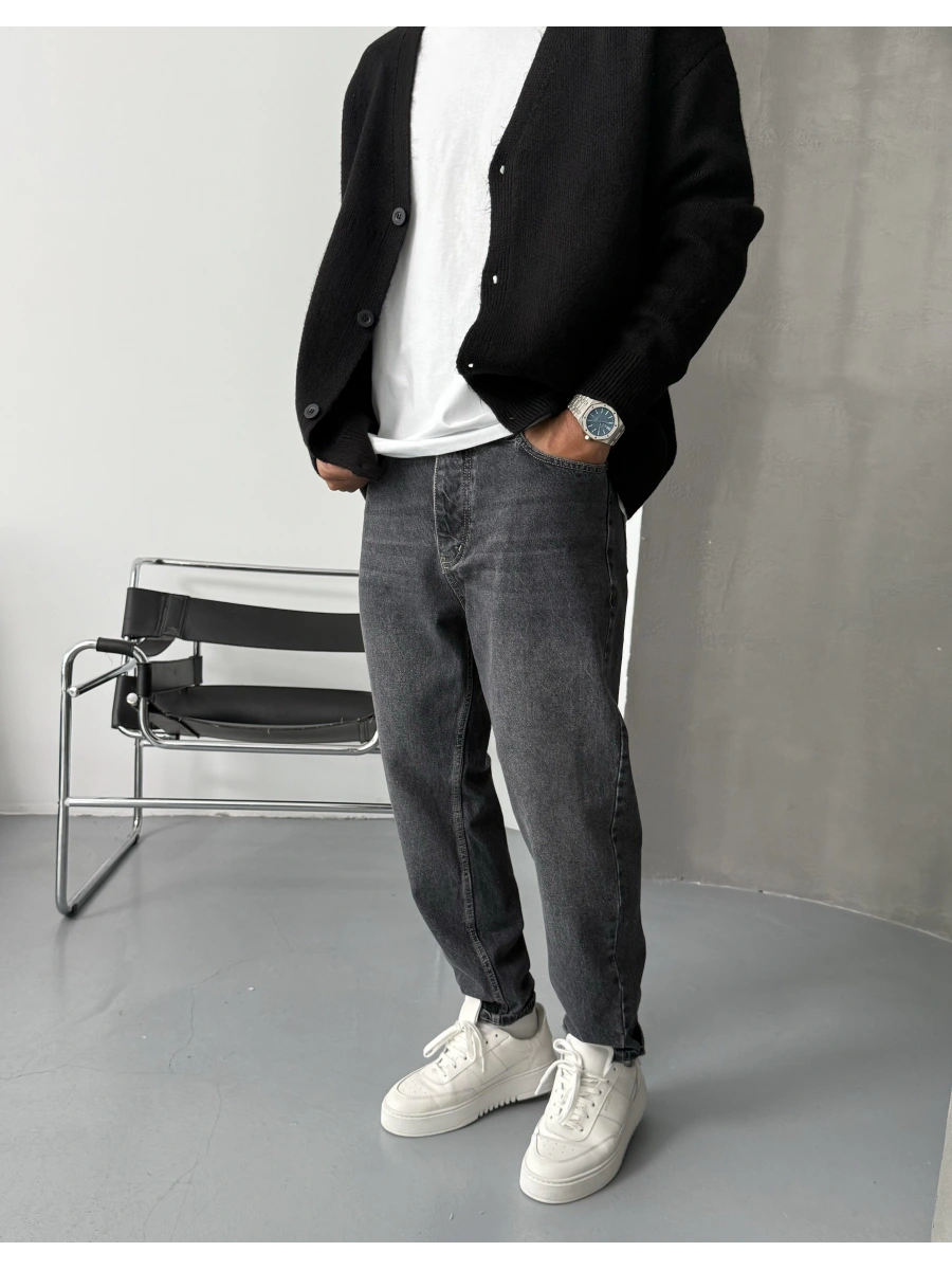 Eskitme Antrasit Denim Boyfriend