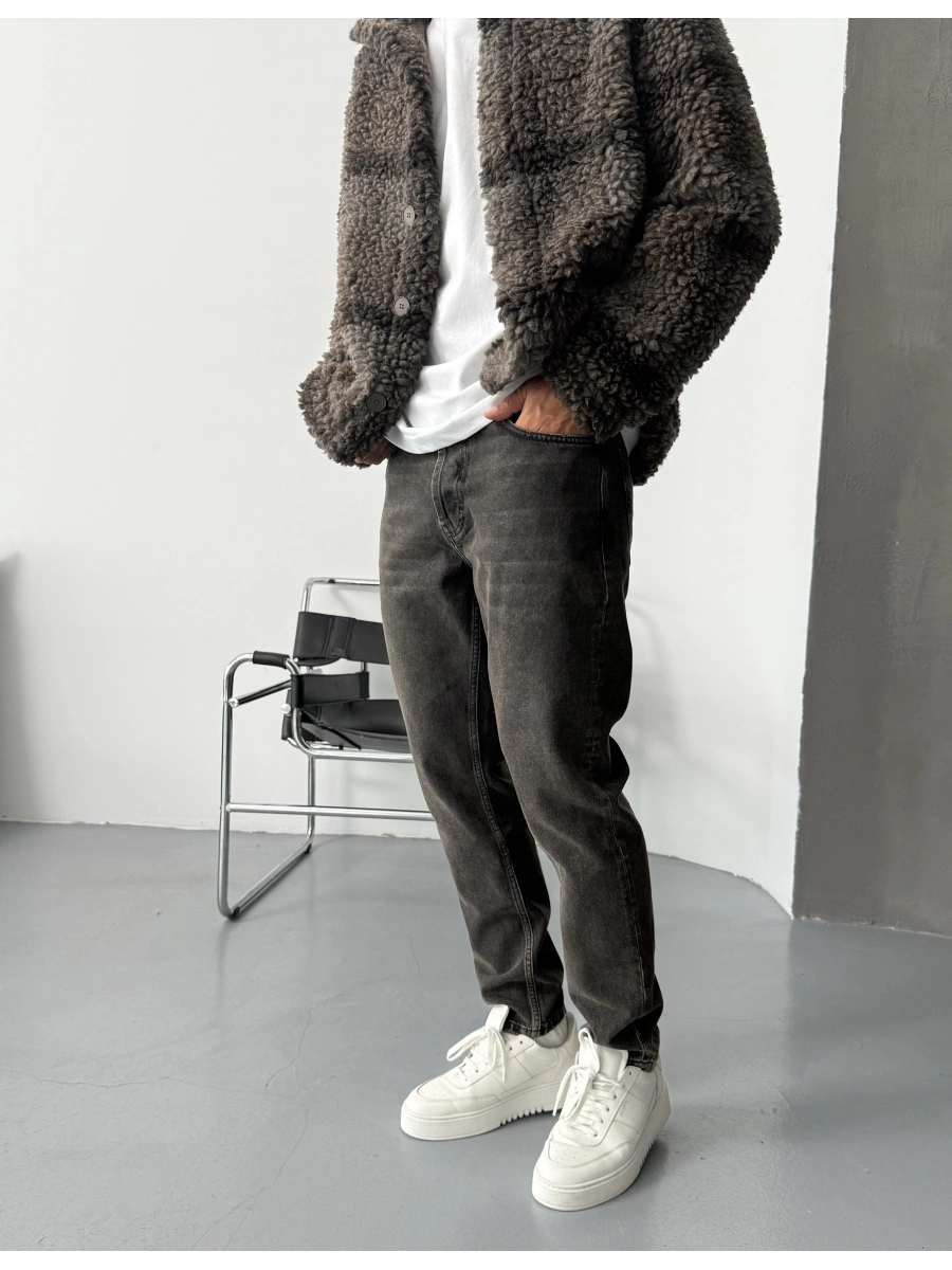 Kahve Eskitme Denim Boyfriend