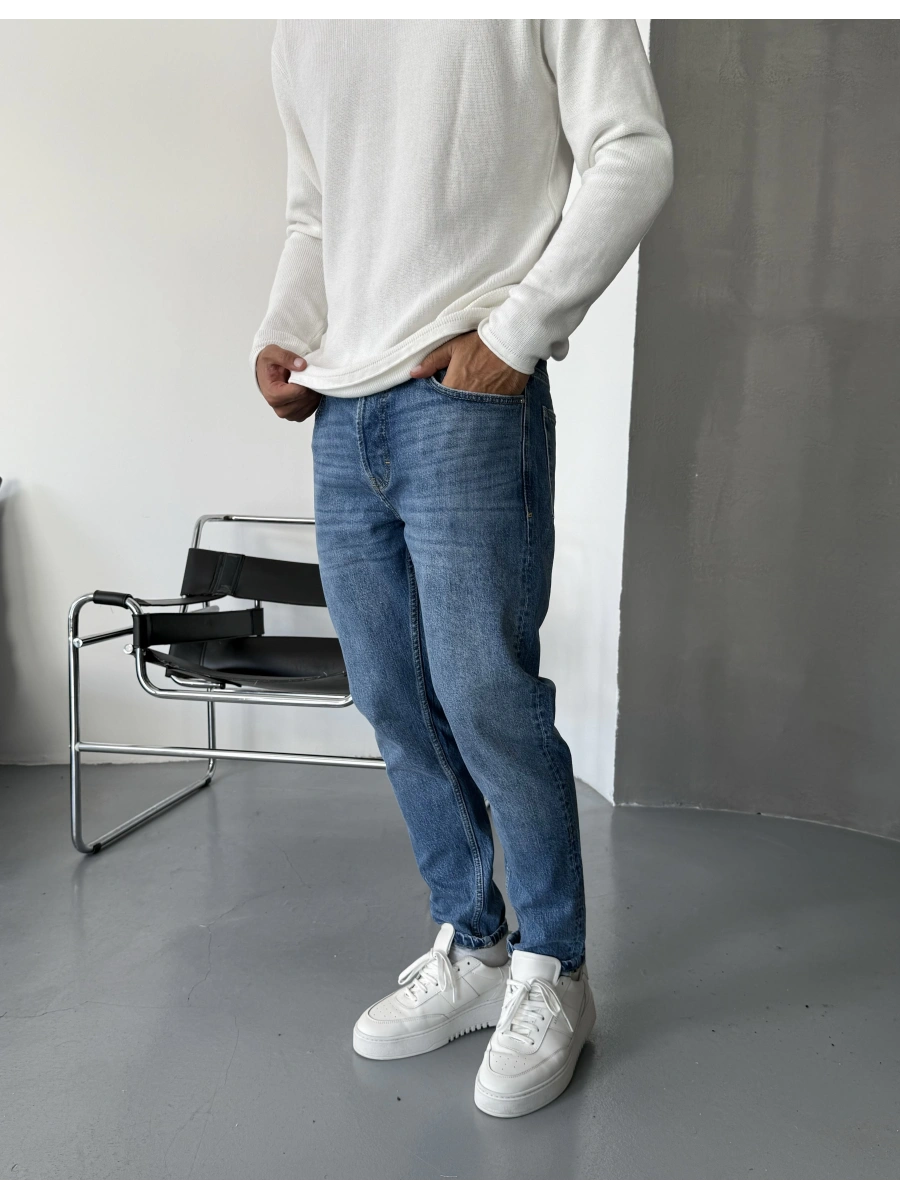 Premium Mavi Yıkamalı Denim Boyfriend
