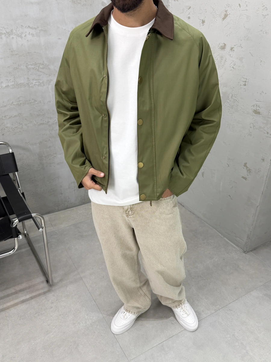 Yeşil Oversize Yaka Detay Ceket