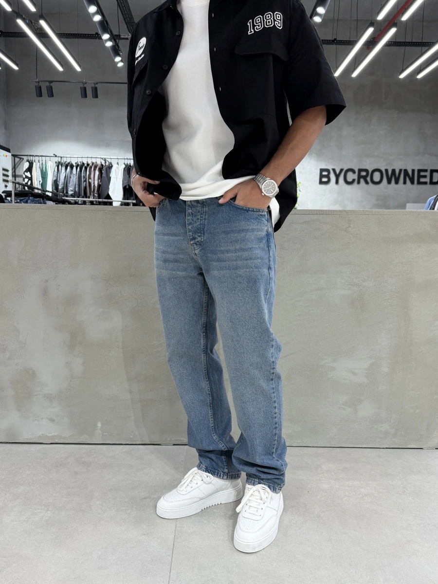 Mavi Yıkamalı Regular Baggy Jean