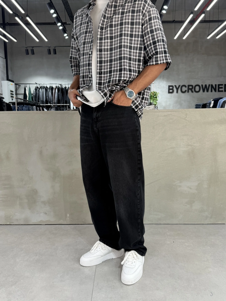 Siyah Street Bol Kalıp Baggy Jean