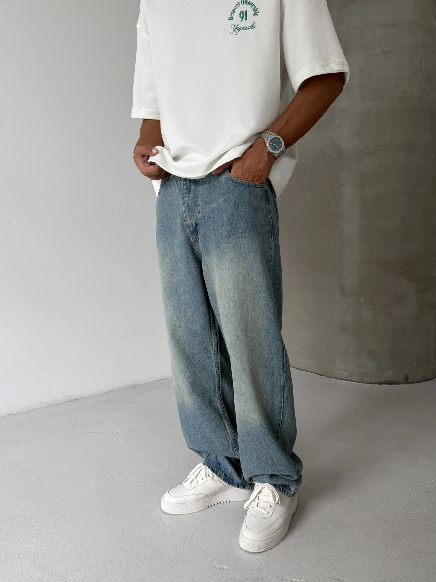 Mavi Eskitme Street Bol Kalıp Baggy Jean