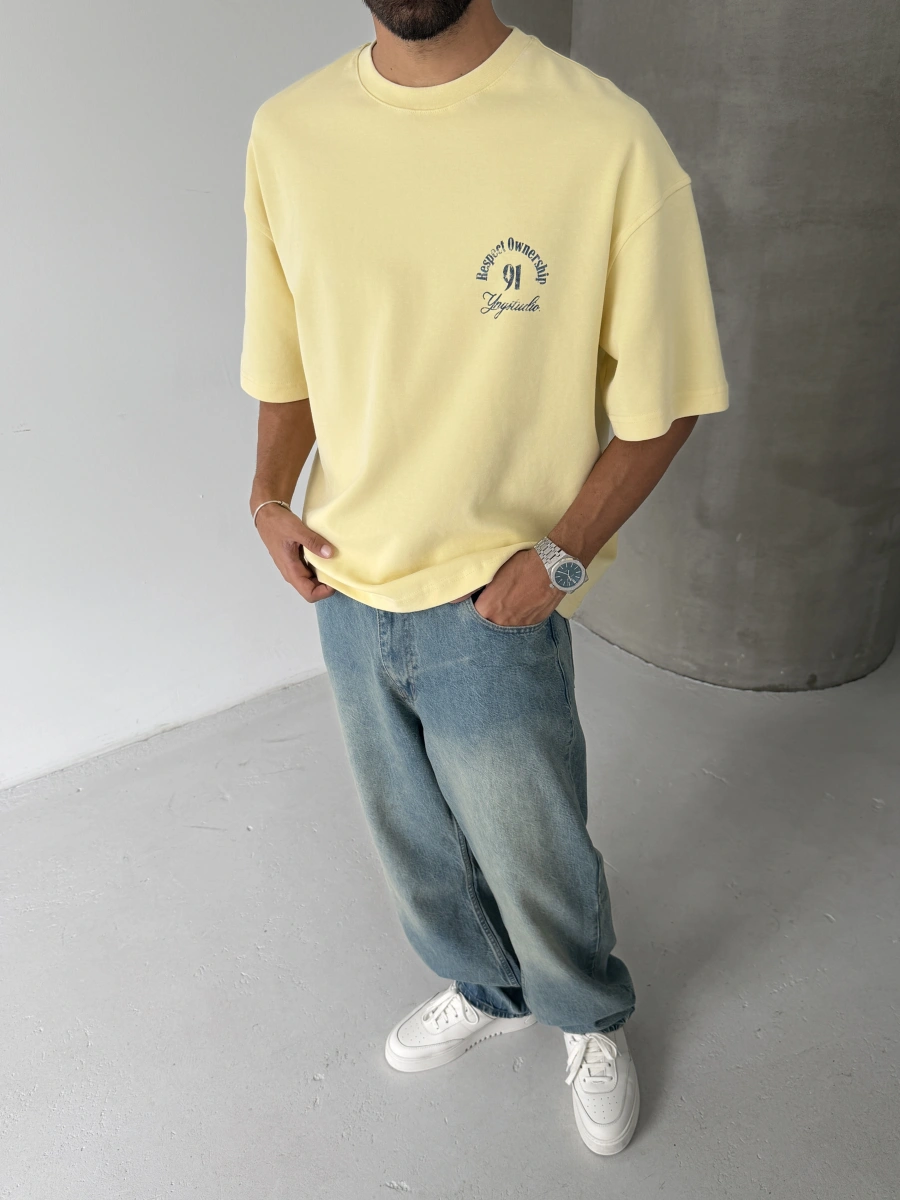 Sarı Respect Oversize Tshirt