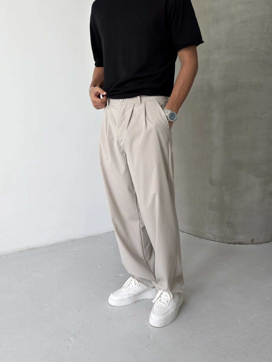 Krem Premium Casual Kumaş Baggy