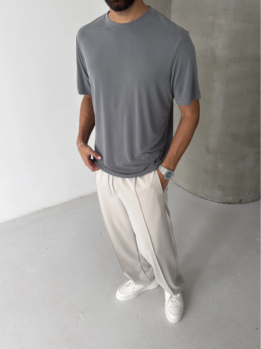 Gri Modal Kumaş Regular T-shirt