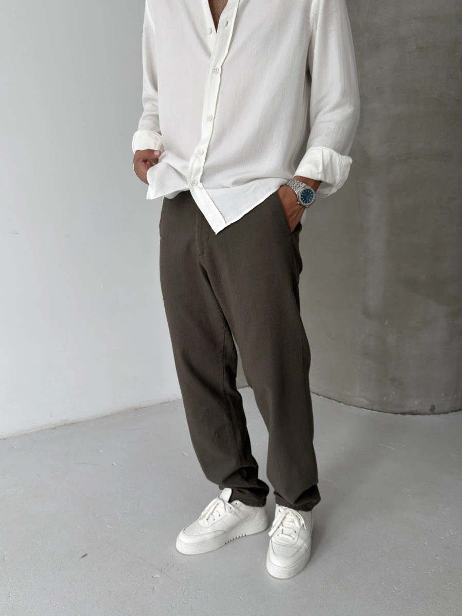Haki Regular Kalıp Keten Baggy
