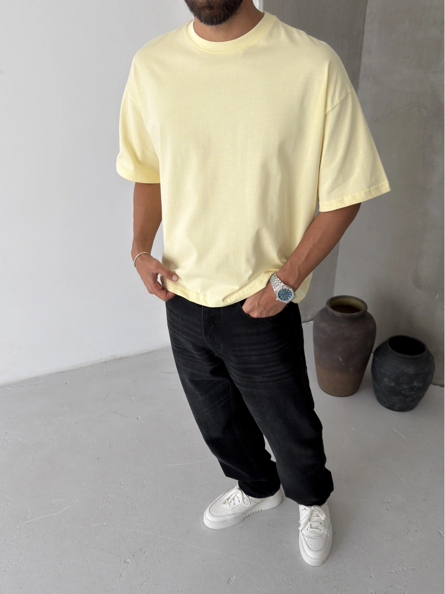 Sarı Boxy Oversize T-shirt