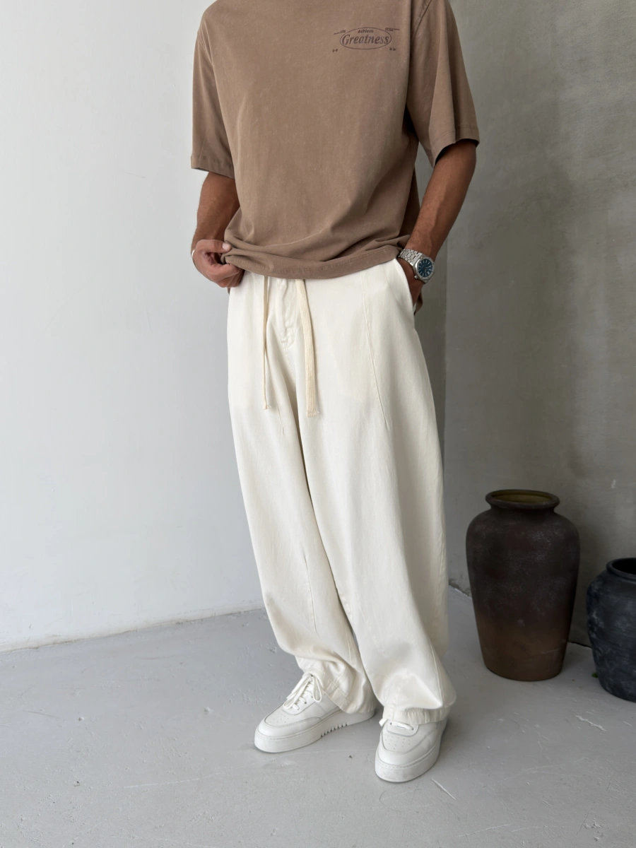 Krem Premium Pileli Süper Baggy