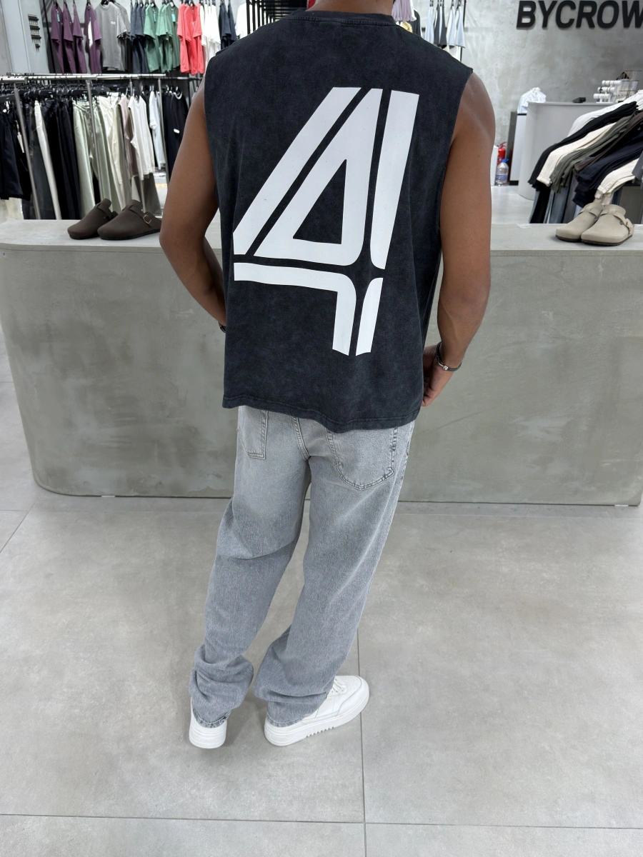 Antrasit 4 Baskılı Oversize Atlet