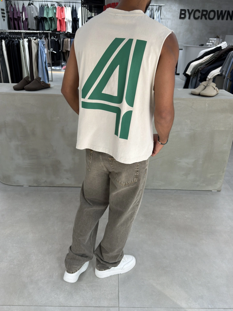 Taş 4 Baskılı Oversize Atlet