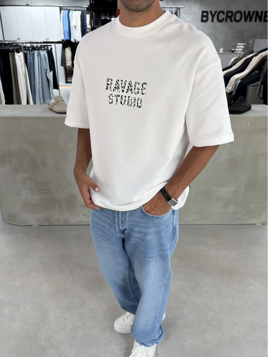 Beyaz Ravage Oversize T-Shirt
