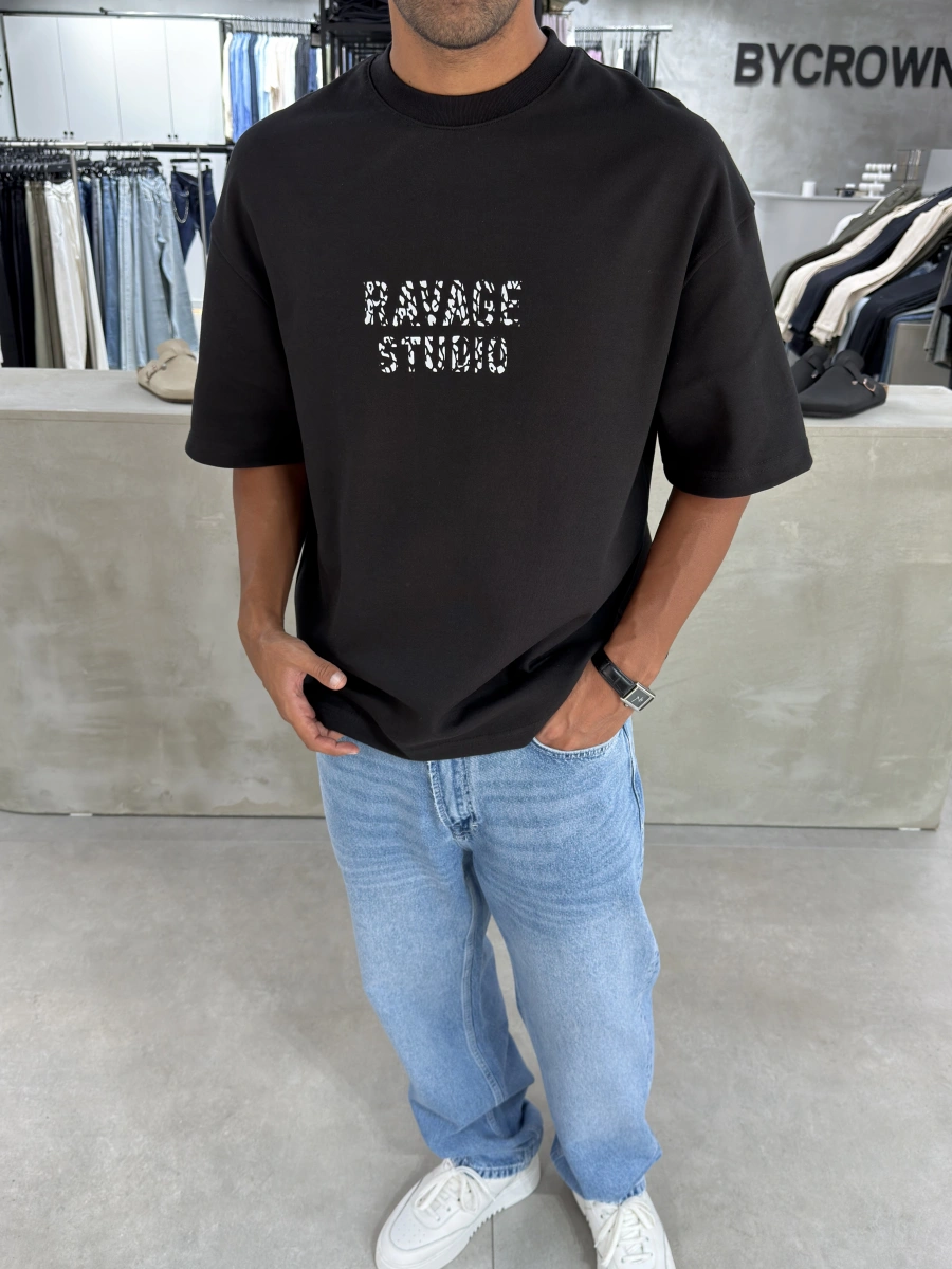 Siyah Ravage Oversize T-Shirt