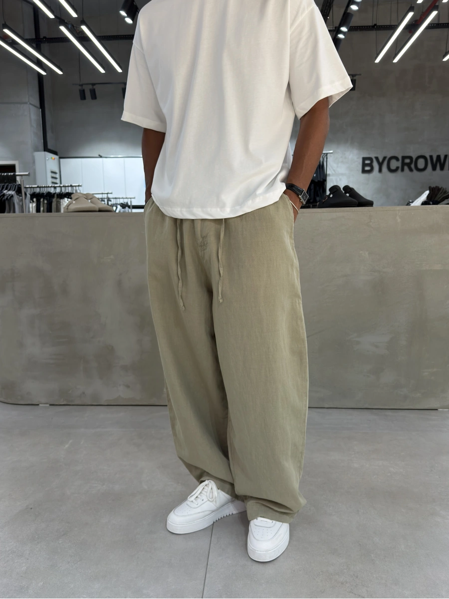 Yeşil Premium Keten Süper Baggy